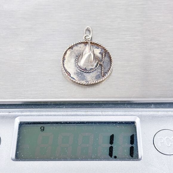 Vintage Sterling Silver 925 3D Sombrero Hat Charm Pendant - Picture 5 of 6